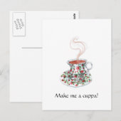 Sparen/maak me een Cuppa! Briefkaart (Voorkant / Achterkant)