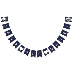 Sparen onze Datum Nautical Bunting Foto Prop Vlaggetjes