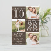 Sparen Onze Datum Rustige Monogram van het Hout Mo Save The Date (Staand voorkant)