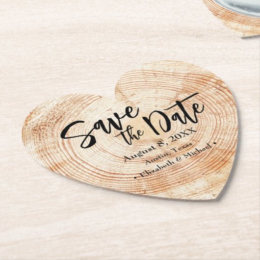 Sparen onze datum Wood grain Wedding Rustic Kartonnen Onderzetters (Gekanteld)