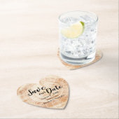 Sparen onze datum Wood grain Wedding Rustic Kartonnen Onderzetters (Insitu)