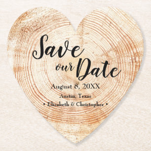 Sparen onze datum Wood grain Wedding Rustic Kartonnen Onderzetters