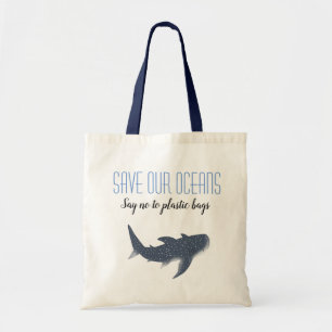 Sparen onze oceanen plastic vrije walvis Shark can Tote Bag