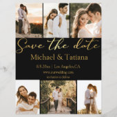 sparen op de datum 6 foto ' s collage bruiloft zwa flyer (Voorkant)