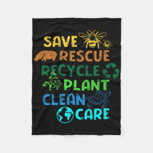 Sparen Redding Recyclen Planet Climate Change Funn Fleece Deken