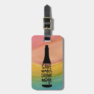 Sparen Water Drink Wine Black Fles Silhouette Bagagelabel