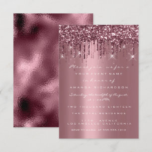 Spark Glitter Drips Roze Bourgondië Bruids Sweet 1 Kaart