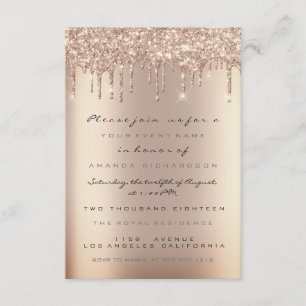 Spark Glitter Drips Roze Goud Bruids Sweet 16th Kaart