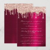 Spark Glitter Drips Roze Rood Marsala Bruids 16e Kaart (Voorkant / Achterkant)