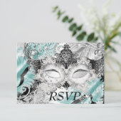 Sparkas Turquoise Argent Masquerade Party RSVP (Debout devant)