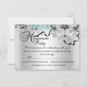 Sparkas Turquoise Argent Masquerade Party RSVP (Dos)