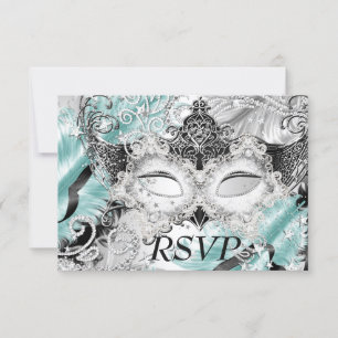 Sparkas Turquoise Argent Masquerade Party RSVP