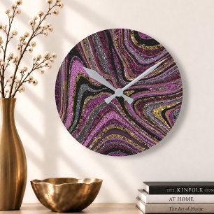 Sparkel Glam Glitter meisjesachtige marmeren kunst Ronde Klok