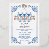 Sparking champagne bruiloft Folie Uitnodiging (Voorkant)