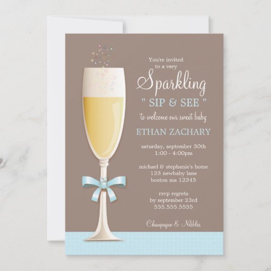 Sparking New Baby Sip en zie Uitnodiging (Voorkant)
