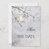Sparking Snow Winter Wedding Save the Date Kaart (Voorkant)