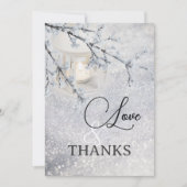 Sparking Snow Winter Weduwfoto Hartelijk dank Bedankkaart (Voorkant)