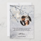 Sparking Snow Winter Weduwfoto Hartelijk dank Bedankkaart (Achterkant)