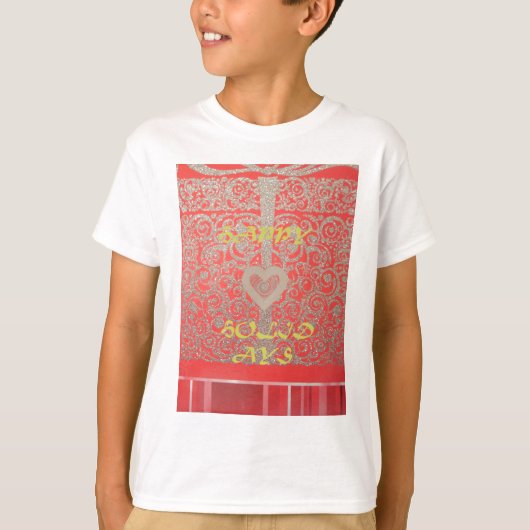 Sparkle and Shine: Rood Glitter Hart Gelukkige Vak T-shirt (Voorkant)