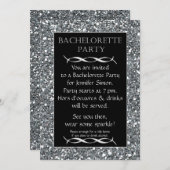 Sparkle Argent Look Bachelorette Party Invitation (Devant / Derrière)