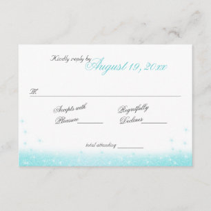 Sparkle Beach Aqua en Gold Sea Shells Respons RSVP Kaartje