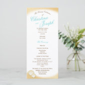 Sparkle Beach Golden Seashell Wedding Programme (Debout devant)