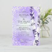 Sparkle berk bruiloft violet kaart (Staand voorkant)