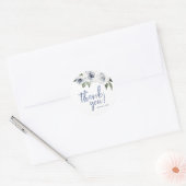 Sparkle blauwe glitter en bloemendank u ronde sticker (Envelop)