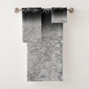 Sparkle Bling Silver Glam zwart Bad Handdoek