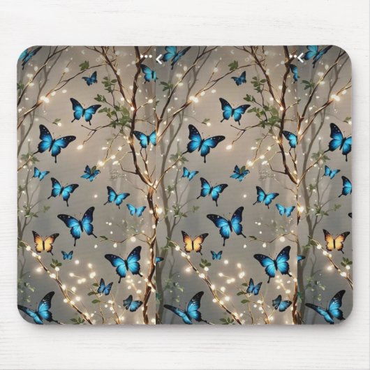 SPARKLE BLUE BUTER Fly ON Mousepad Muismat (Voorkant)