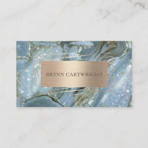 Sparkle Blue Marble en Gold Modern Elegant Visitekaartje