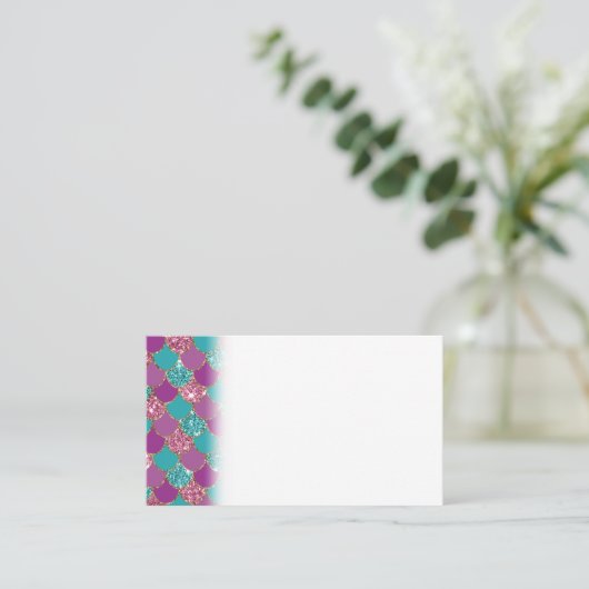 Sparkle Blue Paars Mermaid Tail Fish Scale Bright Visitekaartje (Staand voorkant)