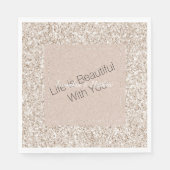 Sparkle Blush Cream Glitz Glitter Bruiloft Servet (Voorkant)