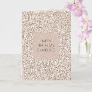 Sparkle Blush Cream Glitz Glitter Verjaardag Kaart