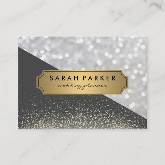 Sparkle Bokeh avec Faux Metallic Gold Étiquette (Devant)