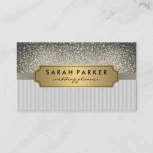 Sparkle Bokeh Faux Linen Metallic Gold Label