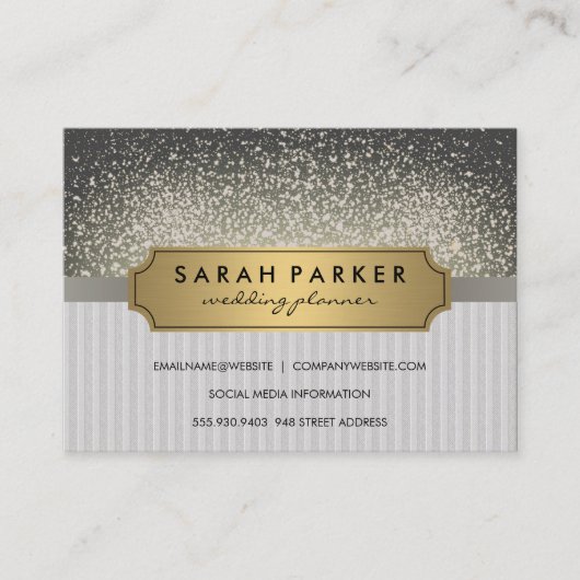 Sparkle Bokeh Faux Linen Metallic Gold Label (Voorkant)