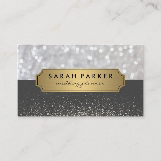 Sparkle Bokeh met Faux Metallic Gold Label (Voorkant)