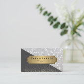 Sparkle Bokeh met Faux Metallic Gold Label (Staand voorkant)