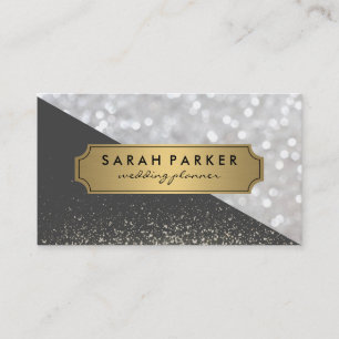 Sparkle Bokeh met Faux Metallic Gold Label