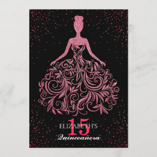 Sparkle Bourgogne Black Glitter Jurk Quinceañera Kaart
