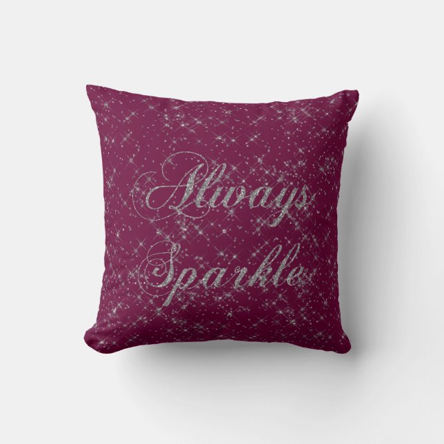Sparkle Bourgogne Pink Silver Glitter Kussen (Voorkant)