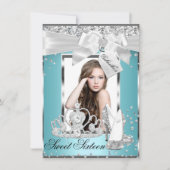 Sparkle Bow Tiara Photo Sweet 16 Invitation Kaart (Voorkant)