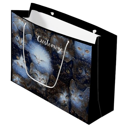 Sparkle cats Large Gift Bag Groot Cadeauzakje (Voorkant Gekanteld)