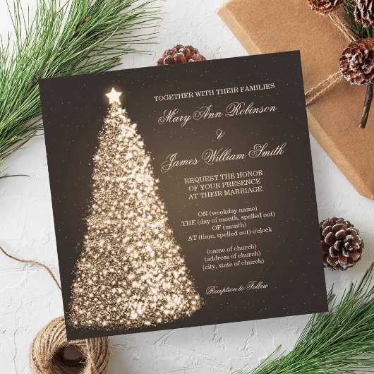 Sparkle Christmas Wedding Gold Kaart