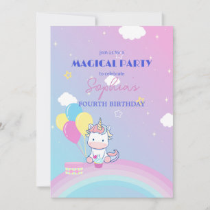 Sparkle & Clouds Unicorn Party Uitnodiging
