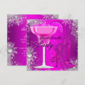 Sparkle Cocktail & Heels Bachelorette Invitation Kaart (Voorkant / Achterkant)