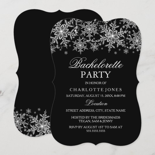 Sparkle Crystal Snowflake Bachelorette Kaart (Voorkant / Achterkant)