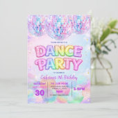 Sparkle Dance Disco Ball Birthday Party Invitation Kaart (Staand voorkant)