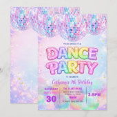 Sparkle Dance Disco Ball Birthday Party Invitation Kaart (Voorkant / Achterkant)